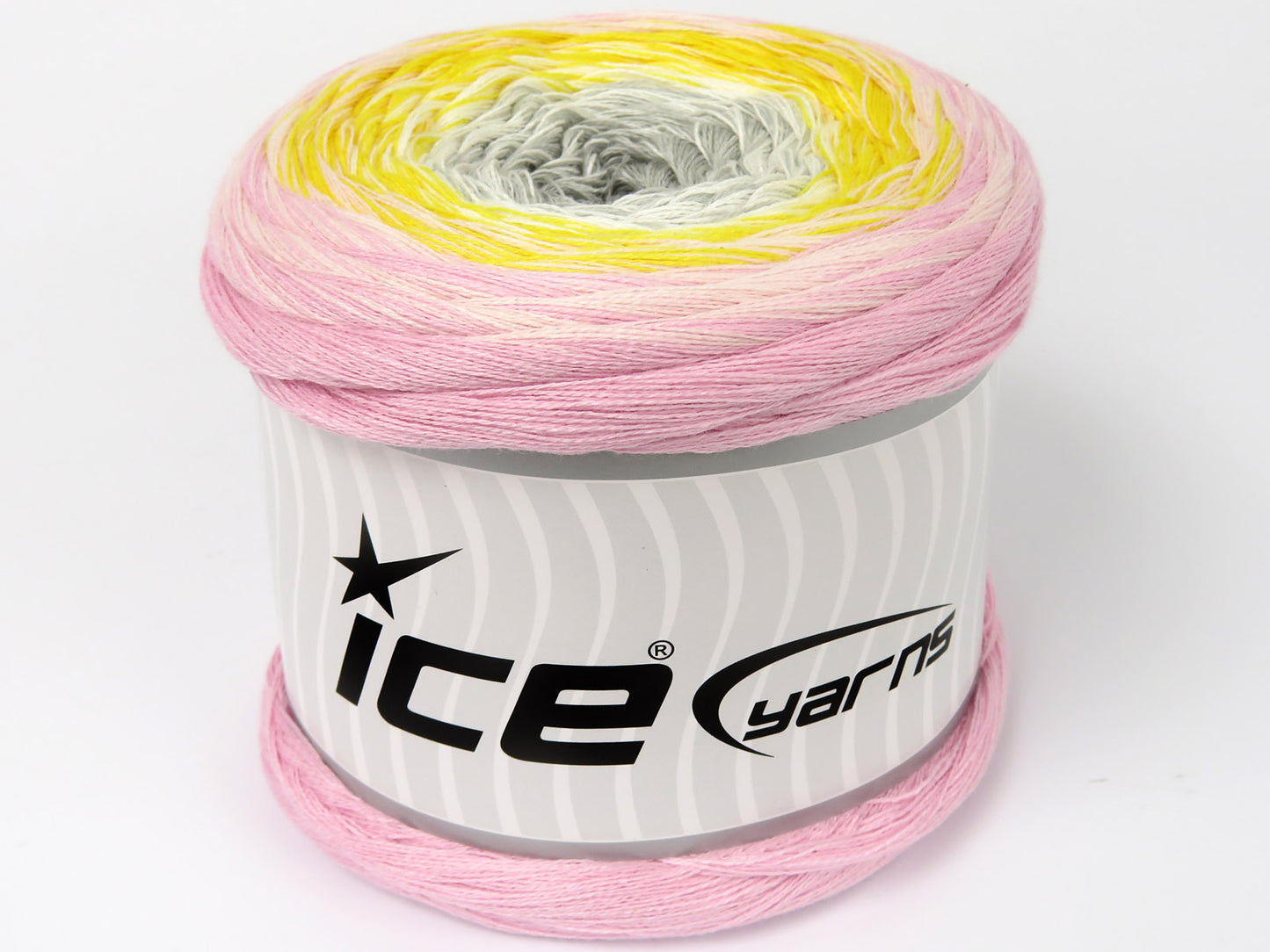 250 gr ICE YARNS CAKES COTTON FINE (50% Cotton) Yarn Light Grey White Yellow Light Pink