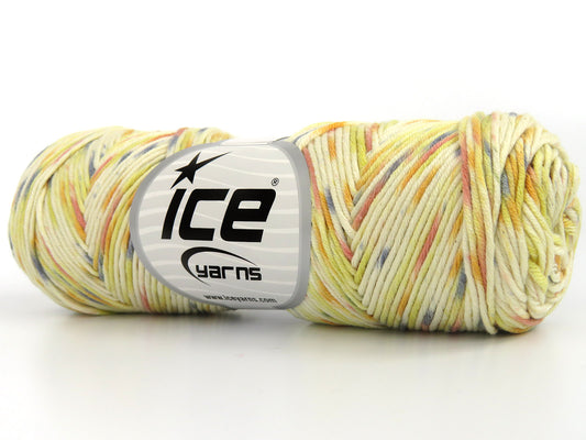 Lot of 4 x 100gr Skeins Ice Yarns ORGANIC COTTON COLOR (60% Organic Cotton) Yarn Yellow Cream Salmon Gold Grey Green