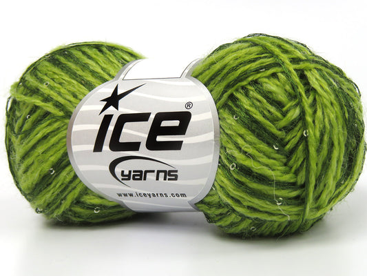 Lot of 8 Skeins Ice Yarns BOB (2% Paillette) Yarn Olive Green Khaki