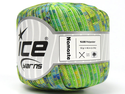 Lot of 6 Skeins Ice Yarns NAMASTE Hand Knitting Yarn Green Shades Blue Shades