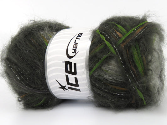 Lot of 4 x 100gr Skeins Ice Yarns HUBBLE (8% Wool) Yarn Black Grey White Green Gold