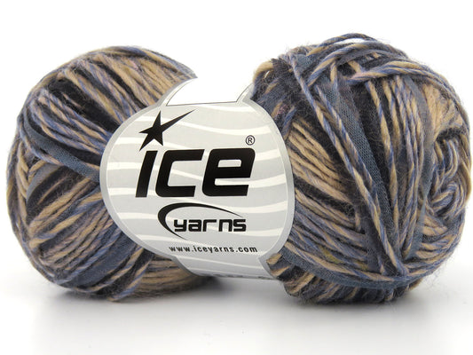 Lot of 8 Skeins Ice Yarns BARBADOS (25% Wool) Yarn Blue Black Grey Camel