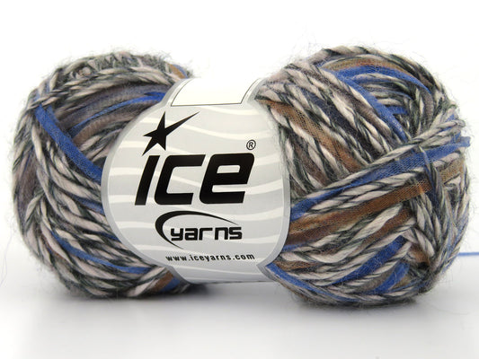 Lot of 8 Skeins Ice Yarns BARBADOS (25% Wool) Yarn Blue Black Grey Brown Shades
