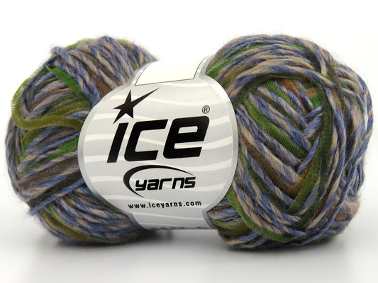 Lot of 8 Skeins Ice Yarns BARBADOS (25% Wool) Yarn Blue Cream Green Brown Shades