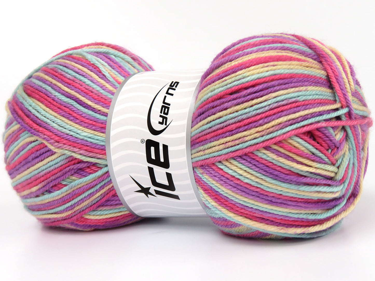 Lot of 2 x 200gr Skeins Ice Yarns Planned Pooling PLAID Yarn Pink Lilac Beige Light Turquoise