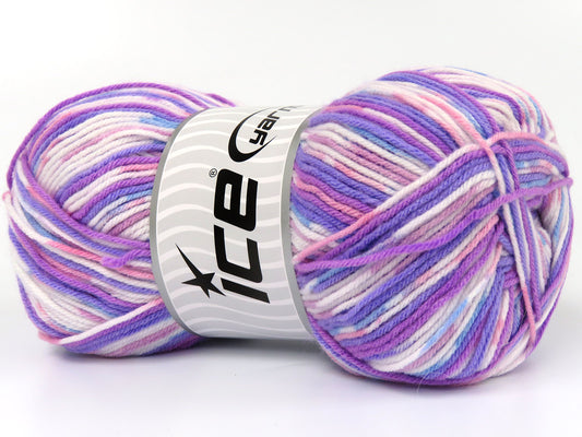 Lot of 4 x 100gr Skeins Ice Yarns STAR BABY Yarn Purple Lilac Blue White Salmon
