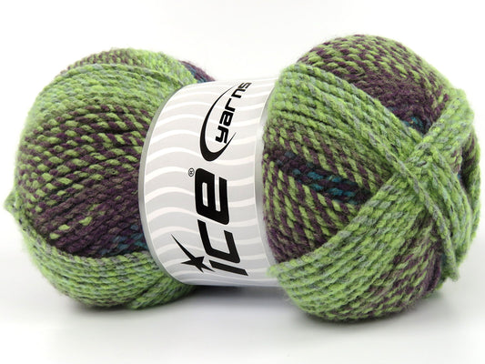 Lot of 2 x 200gr Skeins Ice Yarns MOSAIC Yarn Green Shades Turquoise Maroon