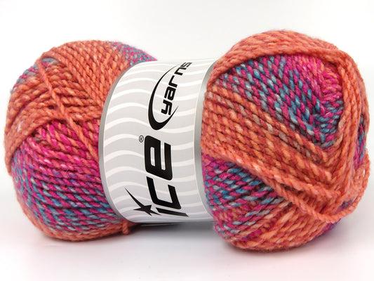 Lot of 2 x 200gr Skeins Ice Yarns MOSAIC Yarn Turquoise Salmon Pink Lilac