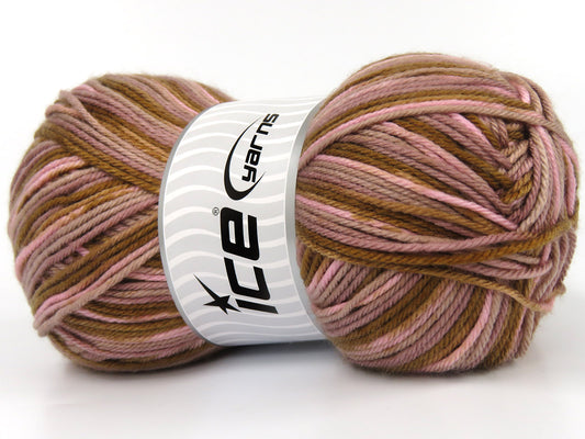 Lot of 2 x 200gr Skeins Ice Yarns Planned Pooling PLAID Yarn Pink Lilac Brown Shades