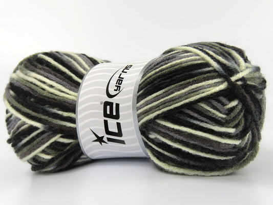 Lot of 4 x 100gr Skeins Ice Yarns PARTY Yarn Black Grey Khaki Camel Cream Brown