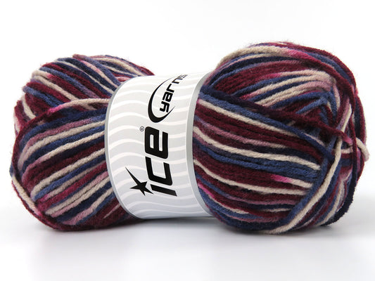 Lot of 4 x 100gr Skeins Ice Yarns PARTY Yarn Burgundy Shades Blue Shades Pink Cream
