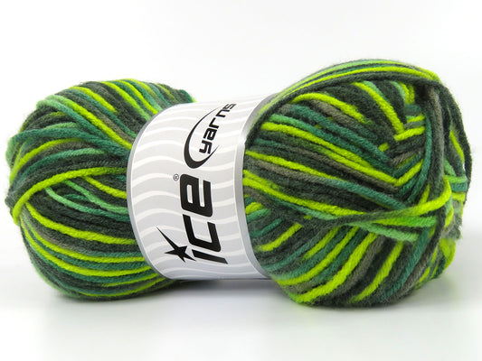 Lot of 4 x 100gr Skeins Ice Yarns PARTY Hand Knitting Yarn Green Shades Camel