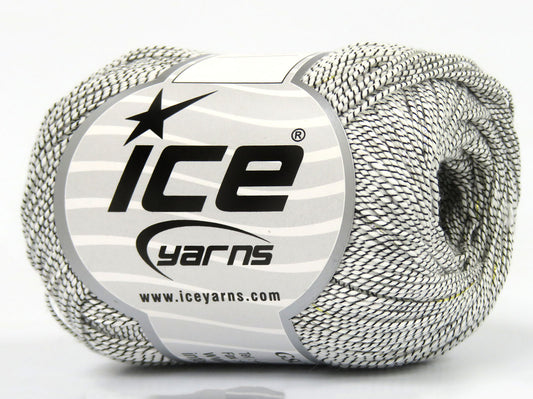 Lot of 6 Skeins Ice Yarns COTTON GLITZ (82% Cotton) Hand Knitting Yarn White