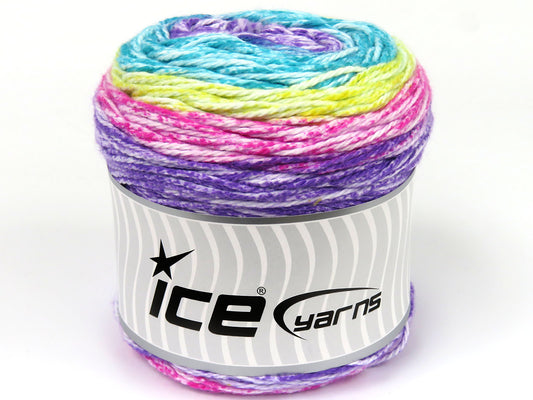 Lot of 3 x 100gr Skeins Ice Yarns CAKES COTTON ROYAL (100% Cotton) Yarn White Lilac Pink Turquoise Yellow