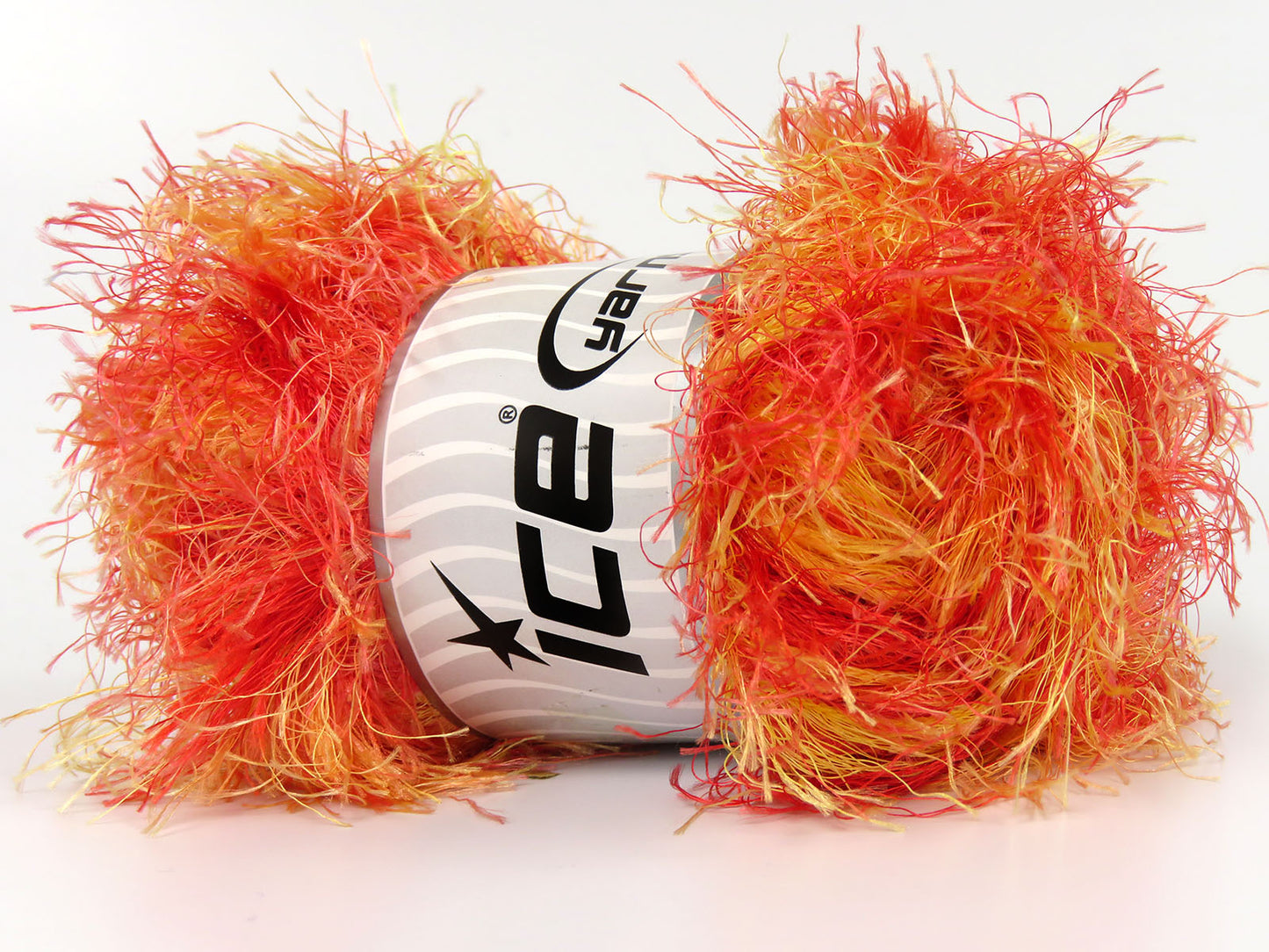 Lot of 4 x 100gr Skeins Ice Yarns LONG EYELASH RAINBOW Yarn Salmon Shades Yellow