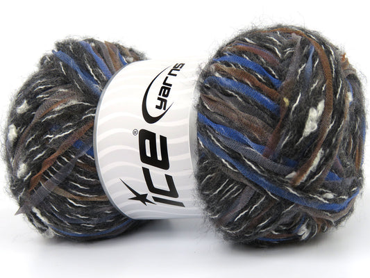 Lot of 4 x 100gr Skeins Ice Yarns FERNANDO Yarn Black Grey White Brown Blue