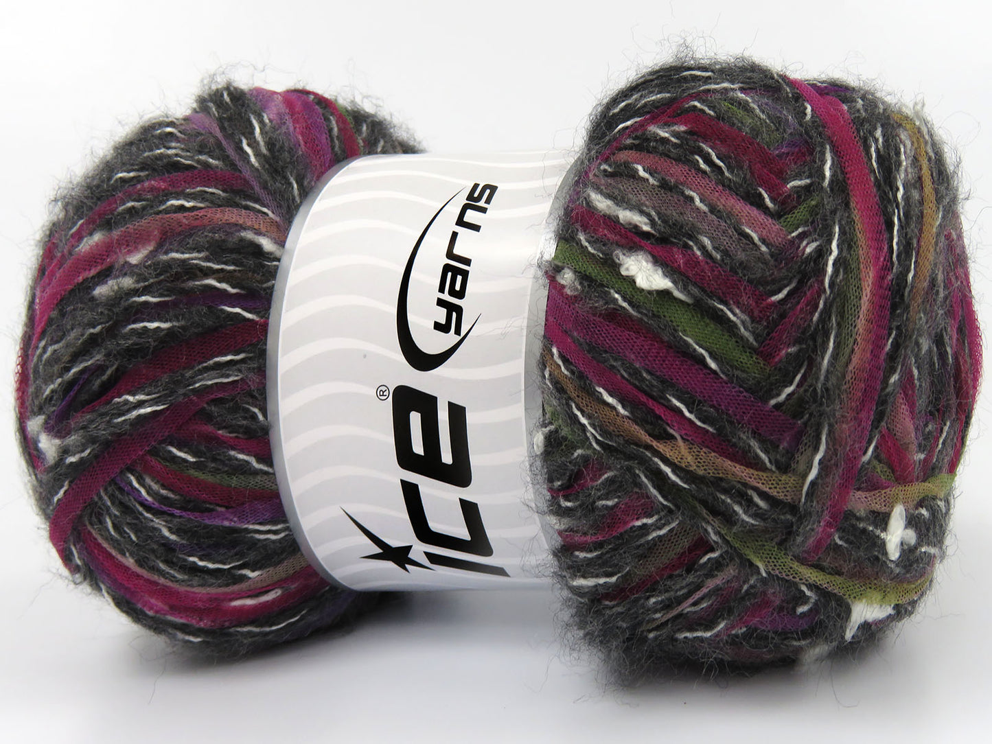 Lot of 4 x 100gr Skeins Ice Yarns FERNANDO Yarn Black Grey White Purple Shades Green