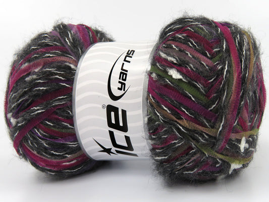 Lot of 4 x 100gr Skeins Ice Yarns FERNANDO Yarn Black Grey White Purple Shades Green