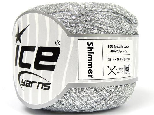 Lot of 6 Skeins Ice Yarns SHIMMER Hand Knitting Yarn Silver
