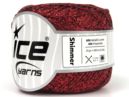 Lot of 6 Skeins Ice Yarns SHIMMER Hand Knitting Yarn Red
