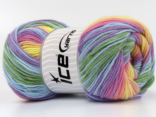 Lot of 4 x 100gr Skeins Ice Yarns MAGIC LIGHT Yarn Pastel Rainbow