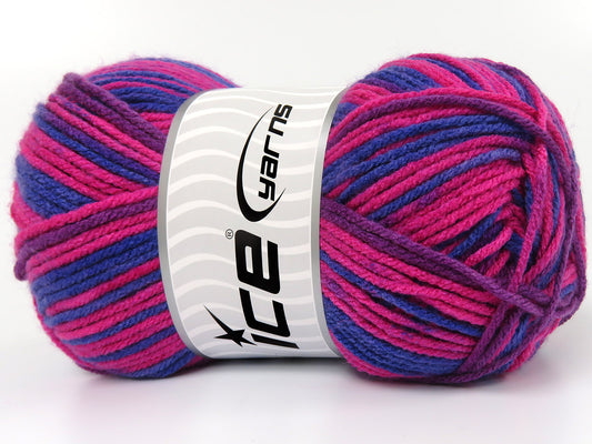 Lot of 3 x 110gr Skeins Ice Yarns SHELDON Yarn Fuchsia Purple Shades