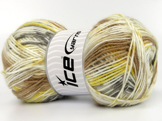 Lot of 3 x 110gr Skeins Ice Yarns CASTLEHILL Yarn Camel Grey Yellow White