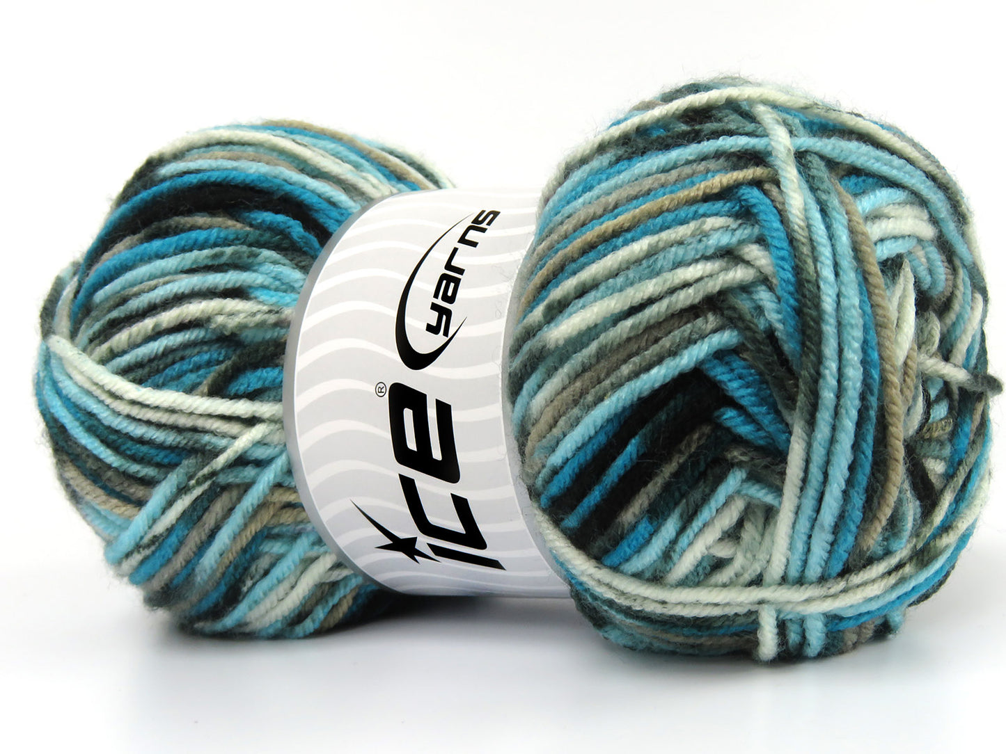 Lot of 3 x 110gr Skeins Ice Yarns TERI Yarn Turquoise Shades Camel Grey White