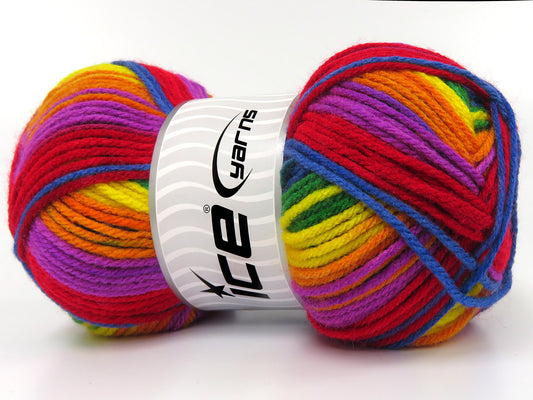Lot of 4 x 90gr Skeins Ice Yarns MERIDA Hand Knitting Yarn Rainbow