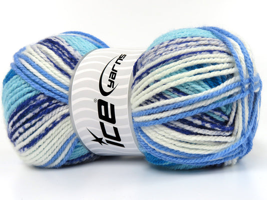 Lot of 4 x 100gr Skeins Ice Yarns HONEA Yarn Turquoise Shades Purple White