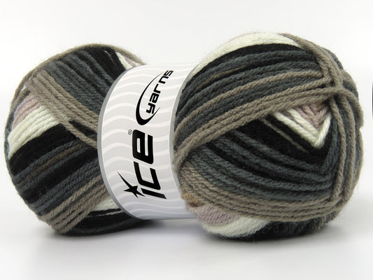 Lot of 4 x 100gr Skeins Ice Yarns MARIANNA Yarn Camel Shades Grey Black White