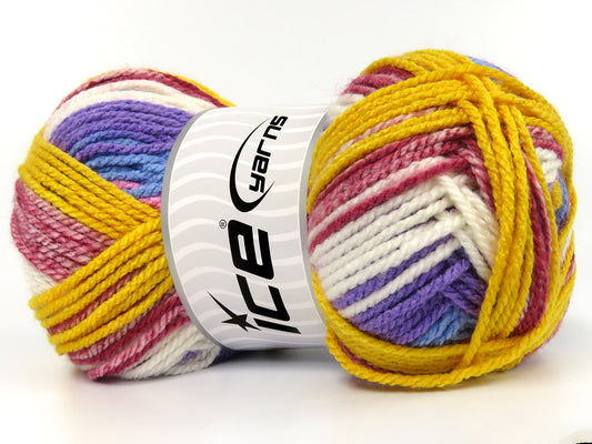 Lot of 4 x 100gr Skeins Ice Yarns JEFFREY Yarn Purple Blue Pink Copper White