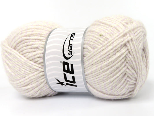 Lot of 4 x 100gr Skeins Ice Yarns IVAWOOD Hand Knitting Yarn Light Lilac Ecru