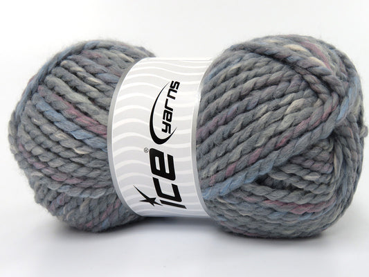 Lot of 3 x 140gr Skeins Ice Yarns CARROLLTON (5% Wool) Yarn Grey Blue Pink Cream