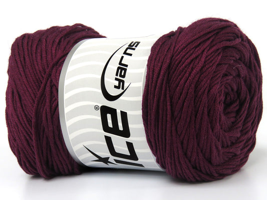 Lot of 4 x 100gr Skeins Ice Yarns BABY SILKY (52% Cotton 48% Bamboo) Yarn Dark Burgundy