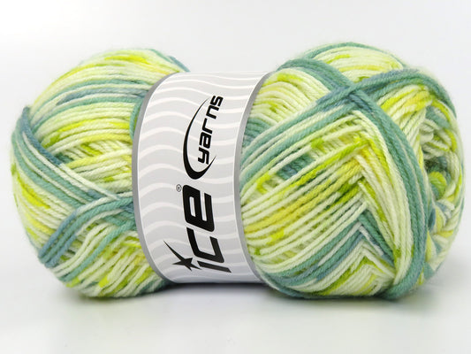 Lot of 3 x 110gr Skeins Ice Yarns WIGHTMAN Yarn Green Yellow Cream