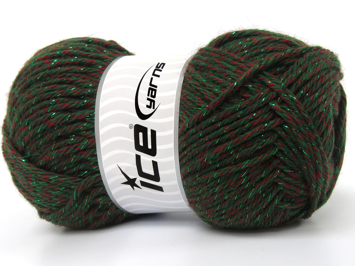Lot of 3 x 110gr Skeins Ice Yarns IGLESIA GLITZ Hand Knitting Yarn Green Red