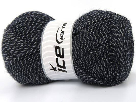 Lot of 3 x 125gr Skeins Ice Yarns FRANCESCA (10% Wool) Yarn Navy Grey