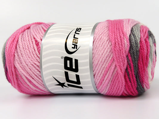 Lot of 4 x 100gr Skeins Ice Yarns FAVORITE MAGIC Yarn Pink Shades Grey Shades White