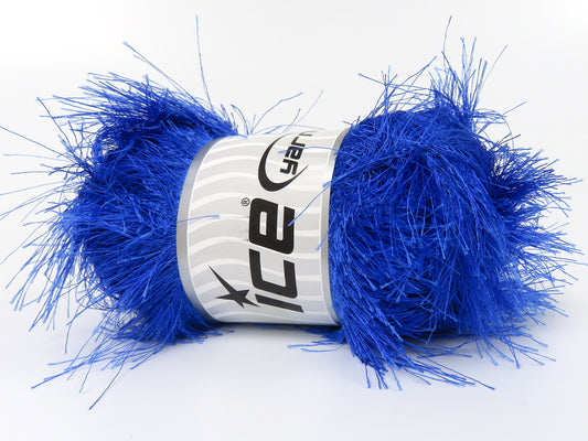 Lot of 4 x 100gr Skeins Ice Yarns LONG EYELASH 100GR Yarn Saxe Blue