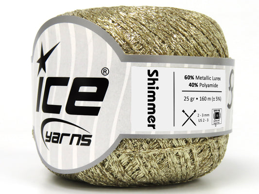 Lot of 6 Skeins Ice Yarns SHIMMER Hand Knitting Yarn Light Gold