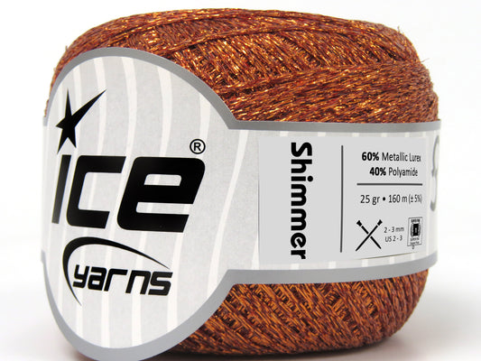 Lot of 6 Skeins Ice Yarns SHIMMER Hand Knitting Yarn Copper