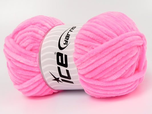 Lot of 4 x 100gr Skeins Ice Yarns VELVET BABY (100% MicroFiber) Yarn Neon Pink
