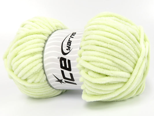 Lot of 4 x 100gr Skeins Ice Yarns CHENILLE BABY (100% MicroFiber) Yarn Greenish White