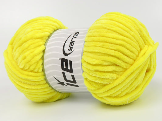 Lot of 4 x 100gr Skeins Ice Yarns CHENILLE BABY (100% MicroFiber) Yarn Neon Yellow