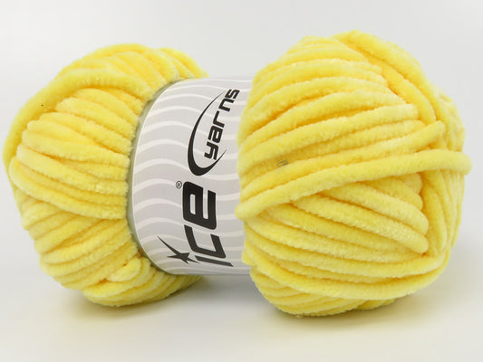 Lot of 4 x 100gr Skeins Ice Yarns CHENILLE BABY (100% MicroFiber) Yarn Light Yellow