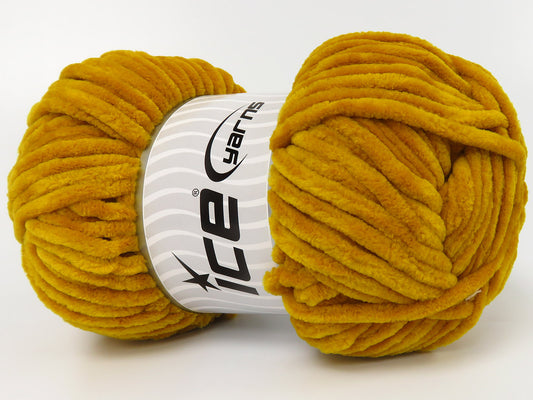 Lot of 4 x 100gr Skeins Ice Yarns CHENILLE BABY (100% MicroFiber) Yarn Gold