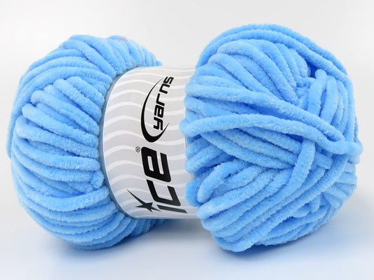 Lot of 4 x 100gr Skeins Ice Yarns CHENILLE BABY (100% MicroFiber) Yarn Blue
