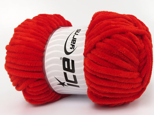 Lot of 4 x 100gr Skeins Ice Yarns CHENILLE BABY (100% MicroFiber) Yarn Red