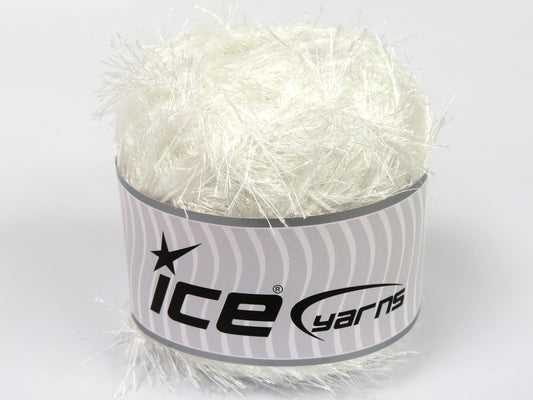 Lot of 2 x 200gr Skeins Ice Yarns CAKES EYELASH Hand Knitting Yarn White